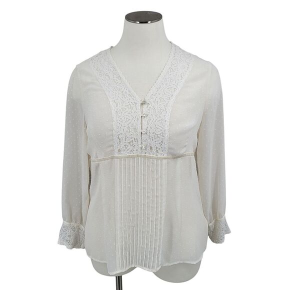 Emma James Y2K White Swiss Dot Sheer Lace Blouse Top Women's Plus Size 22W - Picture 1 of 15
